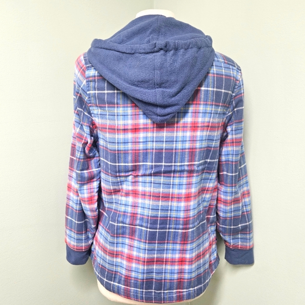 L.L. Bean Flannel Hoodie Shacket Women Plaid Lined Outdoor Cabin Camp XSmall - Picture 4 of 8